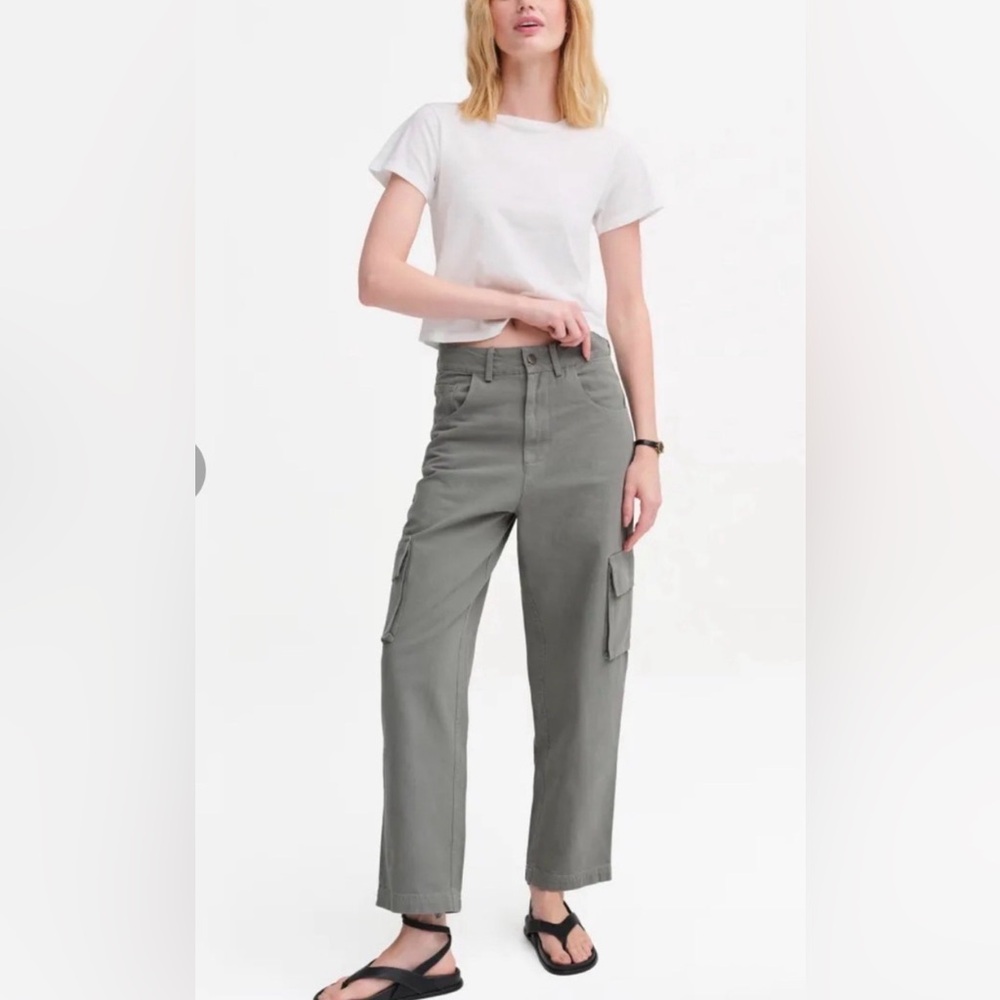 MATE the Label Organic Cotton Olive Cargo Straight-Leg Pants
